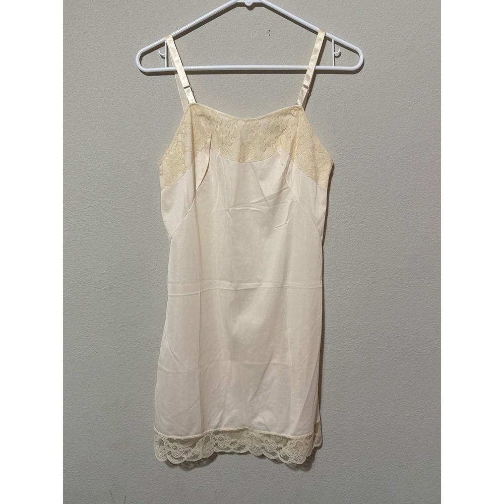 Vintage Texsheen Ivory Full Slip‎ Size 32 Lace 100% Nylon Lingerie Nightgown